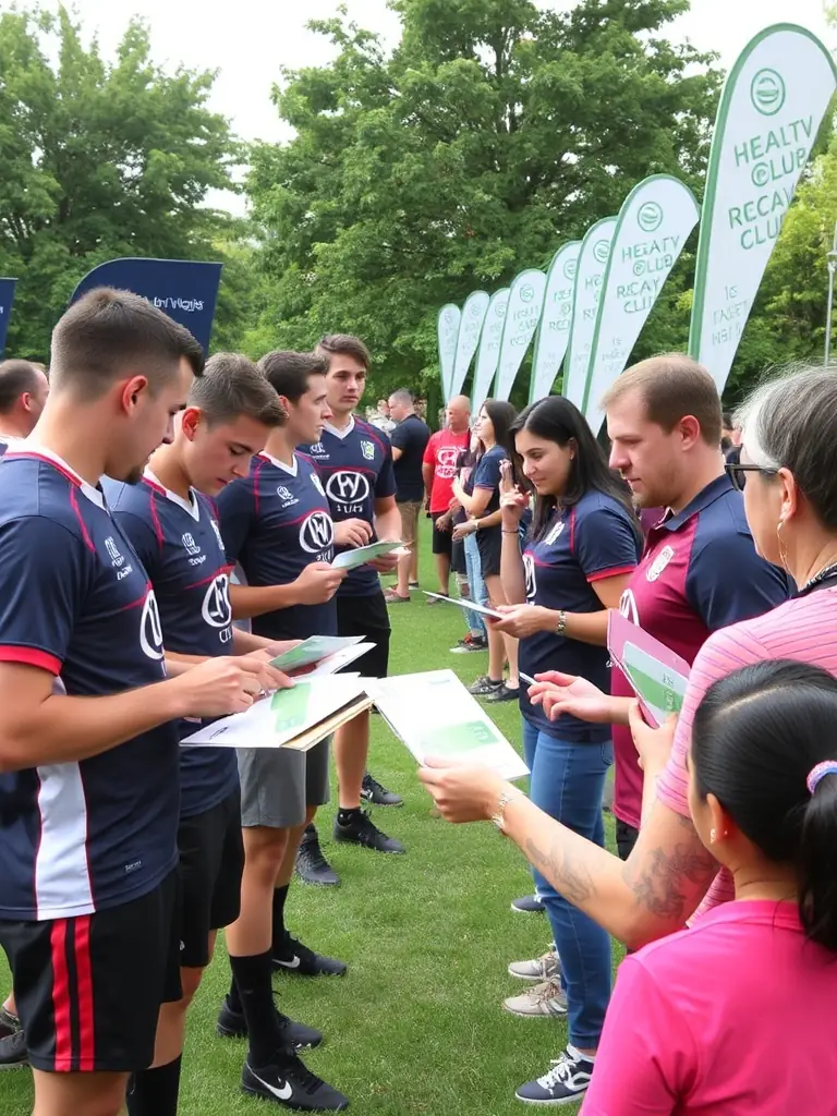 Image of RCAV Rugby Club members participating in a community outreach event, promoting health and fitness.