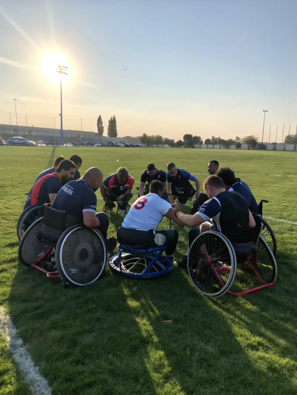 An inclusive image of people with disabilities participating in an adapted rugby session, highlighting the club's commitment to inclusivity.
